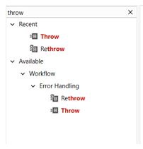 Search Throw activity